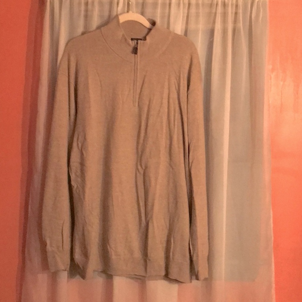 Kiton light brown men’s 4XL cashmere zipper sweater